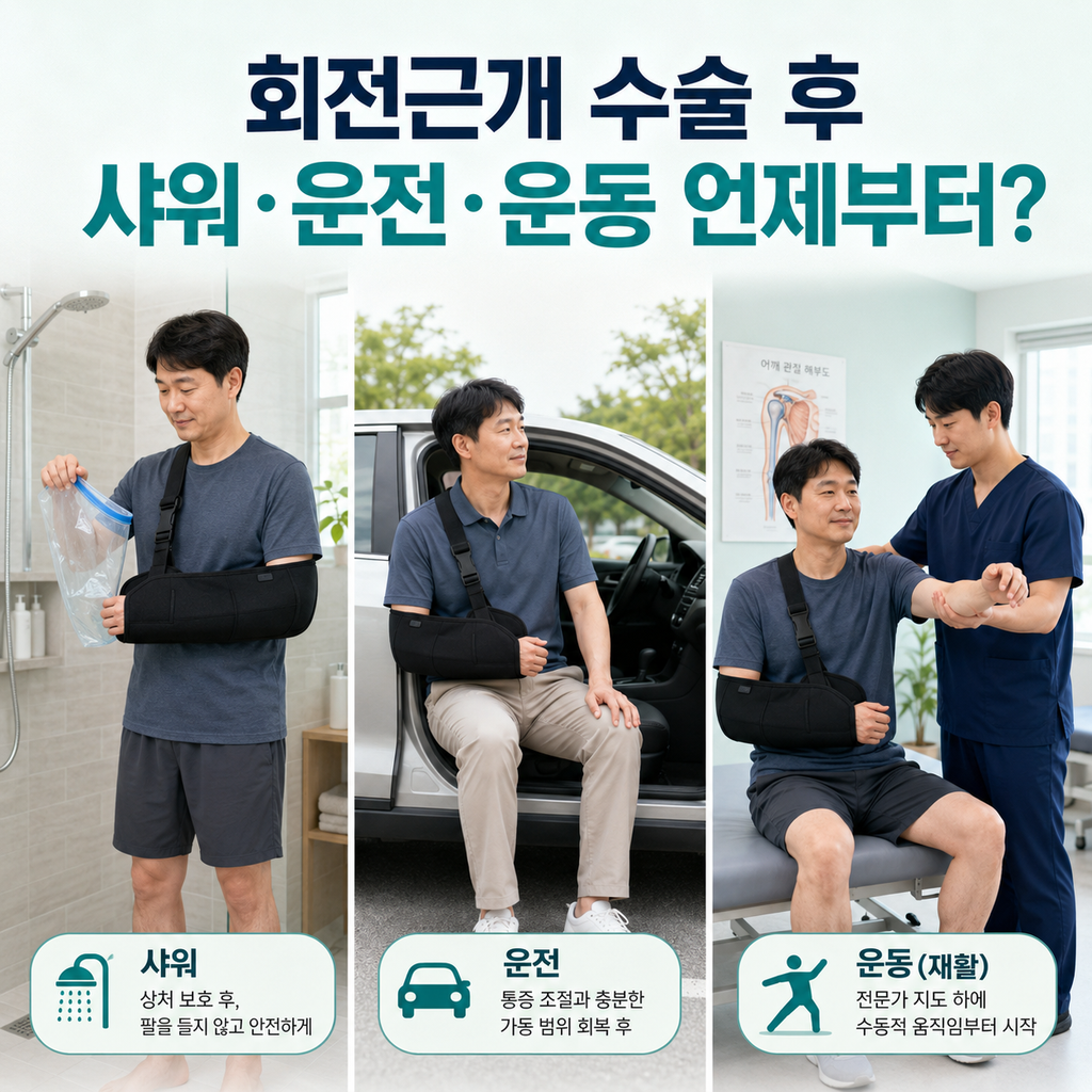 회전근개 수술 후 샤워 운전 재활운동 가능 시기