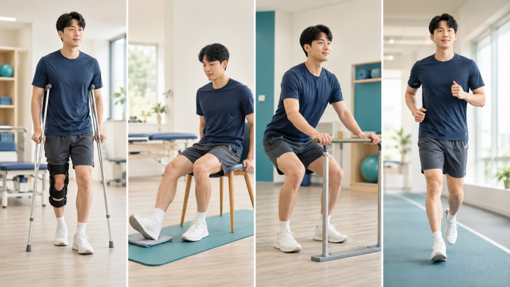 반월상연골 봉합술 후 목발보행부터 달리기까지 단계별 재활과정
